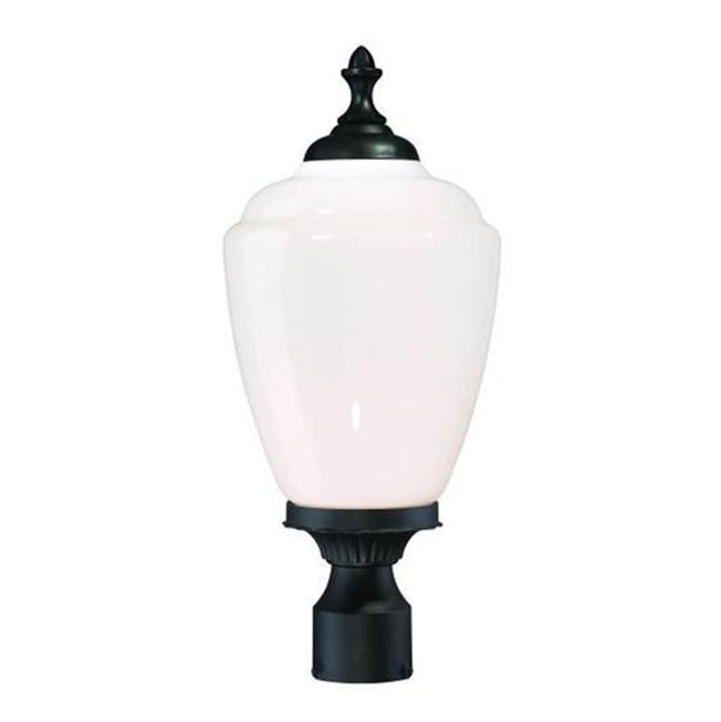 Acclaim Lighting Acorn 1-Light Matte Black Post Mount Light With White Acrylic Globe