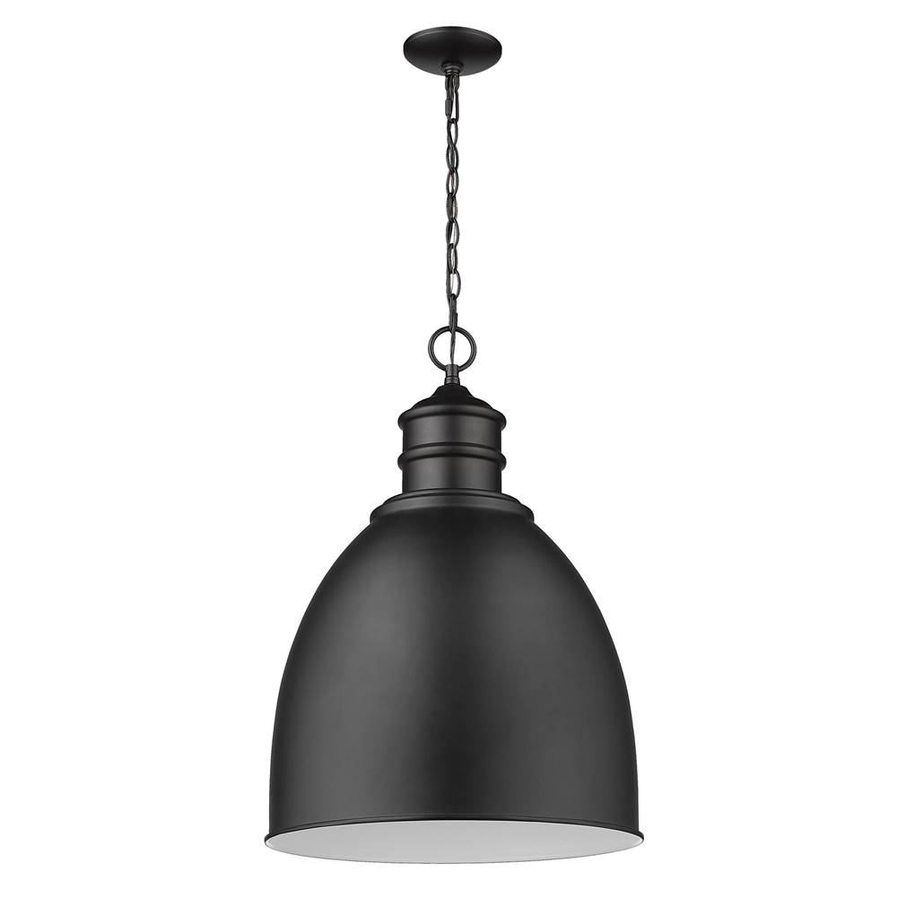 Acclaim Lighting Colby 1-Light Matte Black Pendant With Gloss White Interior Shade