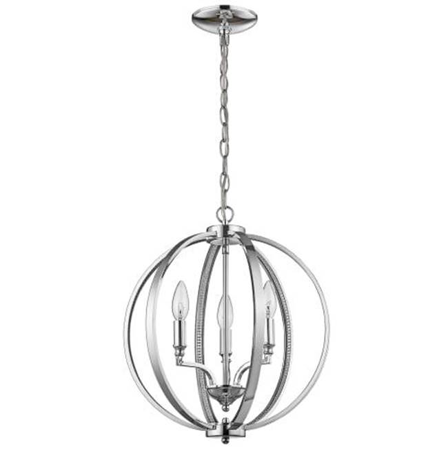 Acclaim Lighting Nevaeh 3-Light Chrome Globe Pendant With Crystal Accents