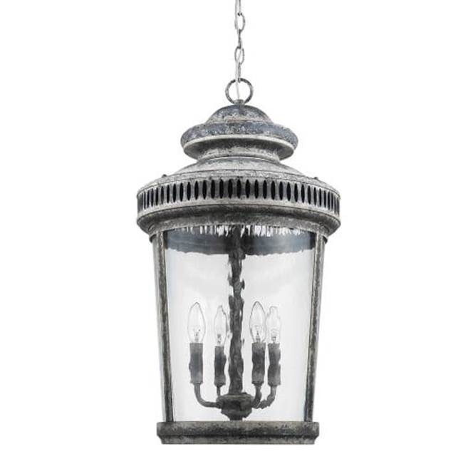 Acclaim Lighting Kingston 4-Light Antique Lead Foyer Pendant With Curved Water Glass Panes