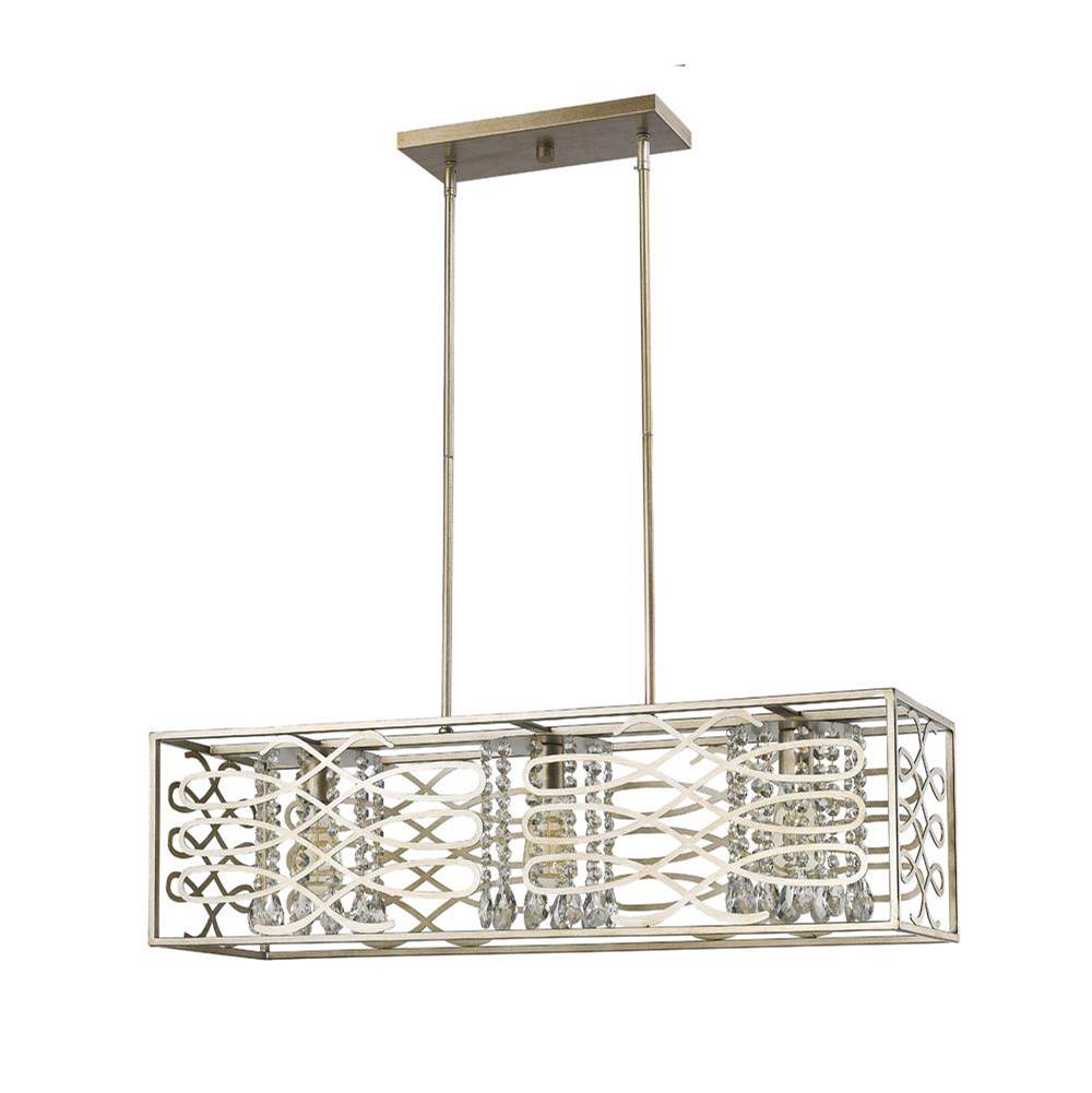 Acclaim Lighting Brax 3-Light Washed Gold Island Pendant With Crystal Accents