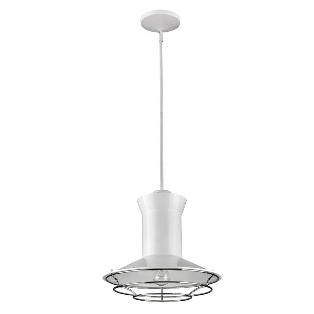 Acclaim Lighting Newport 1-Light White Pendant With Polished Nickel Louver