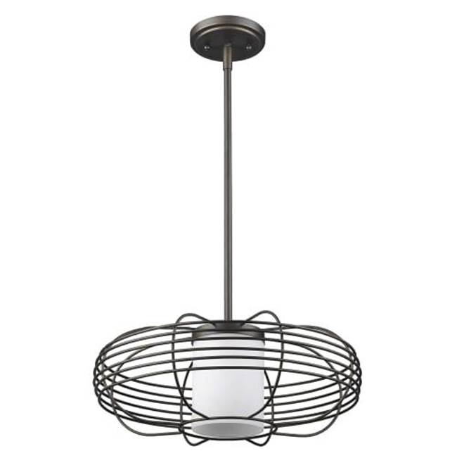 Acclaim Lighting Loft 1-Light Oil-Rubbed Bronze Wire Globe Pendant With Etched Glass Interior Shade