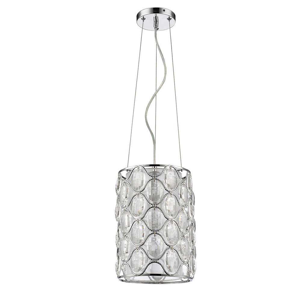 Acclaim Lighting Isabella 1-Light Polished Nickel Drum Pendant With Crystal Accents