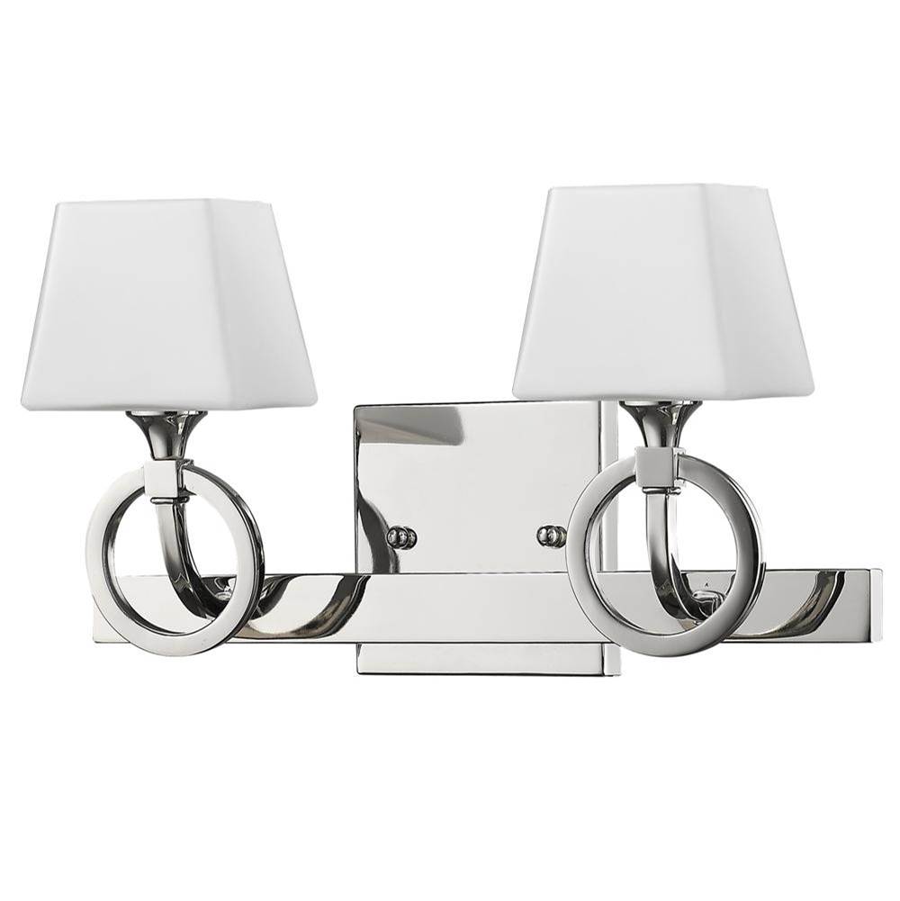 Acclaim Lighting Josephine 2-Light Polished Nickel Vanity Light With Etched Glass Shades