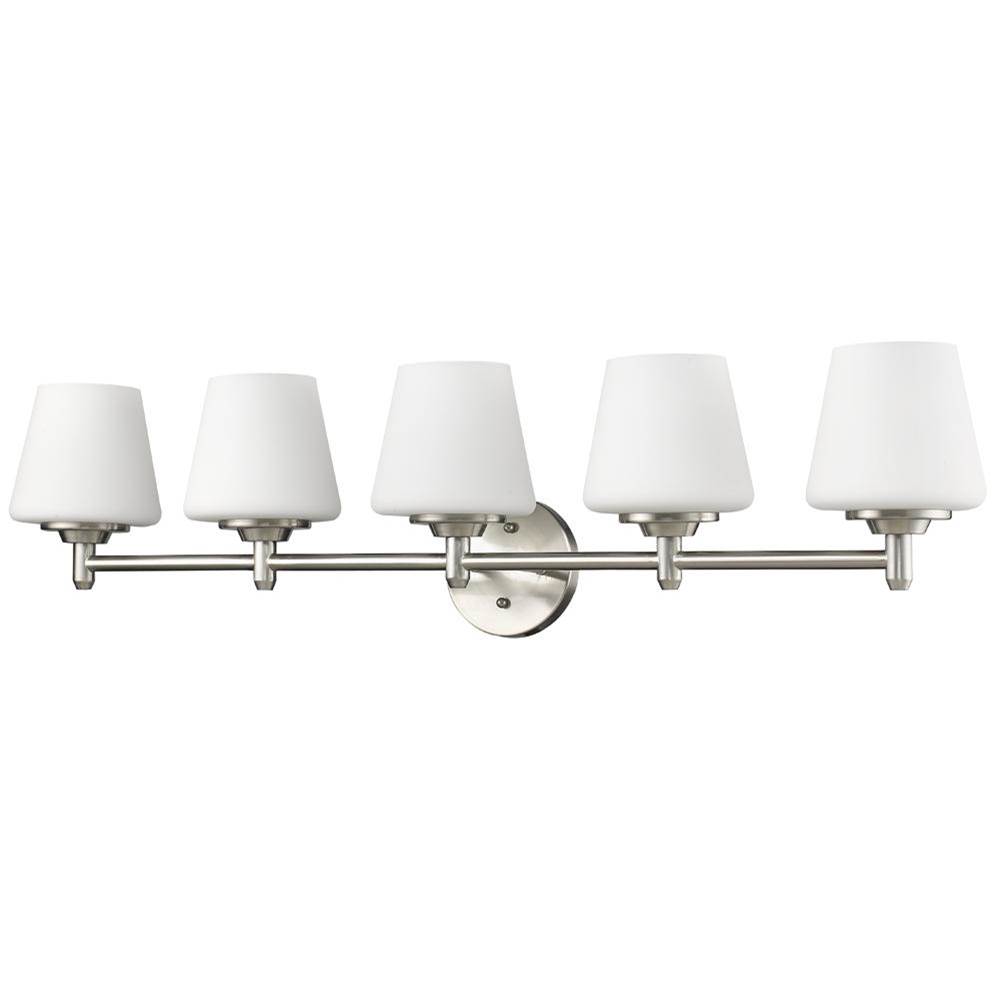 Acclaim Lighting Paige 5-Light Satin Nickel Vanity Light With Frosted Glass Shades