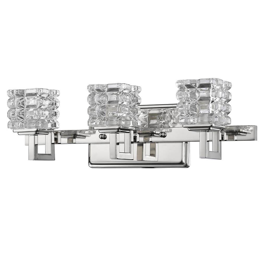 Acclaim Lighting Coralie 3-Light Polished Nickel Sconce With Pressed Crystal Shades