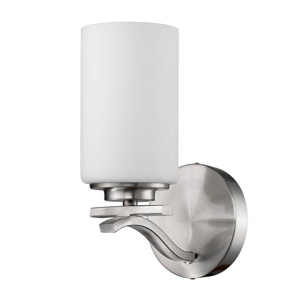 Acclaim Lighting Poydras 1-Light Satin Nickel Sconce With Etched Glass Shade