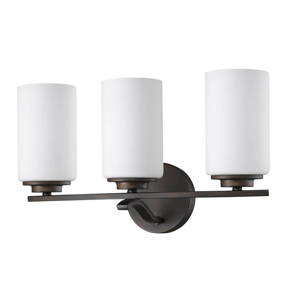 Acclaim Lighting Poydras 3-Light Oil-Rubbed Bronze Vanity Light With Etched Glass Shades