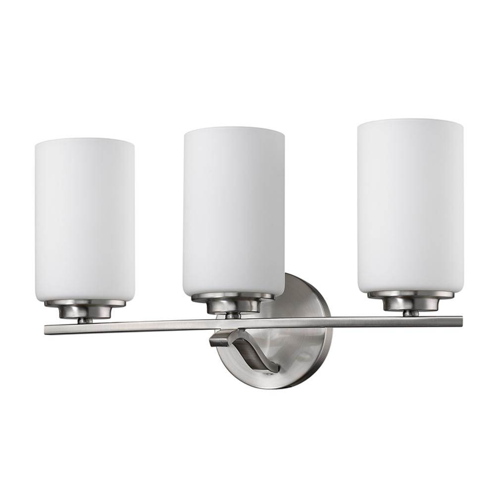 Acclaim Lighting Poydras 3-Light Satin Nickel Vanity Light With Etched Glass Shades