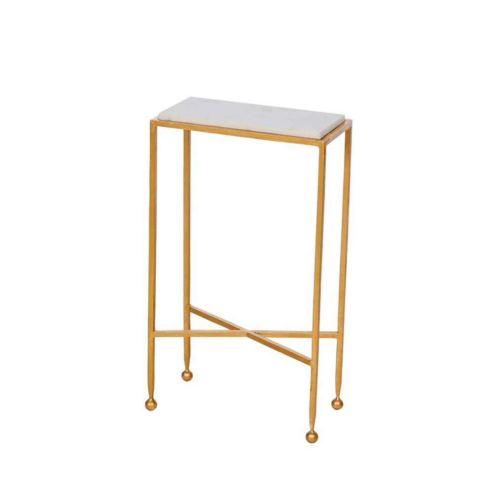 Aidan Gray Chino Gold Side Table With Marble Top