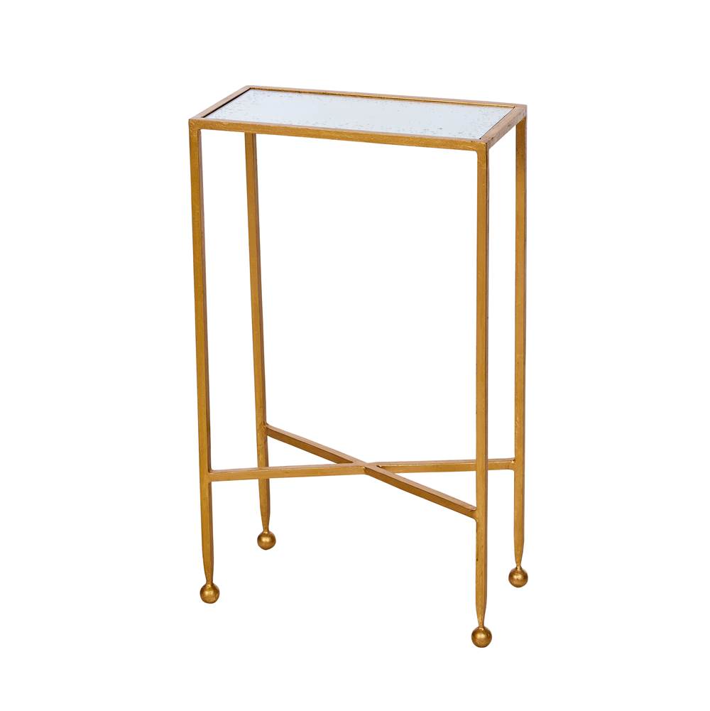 Aidan Gray Chino Gold Side Table with Antique Mirror Top