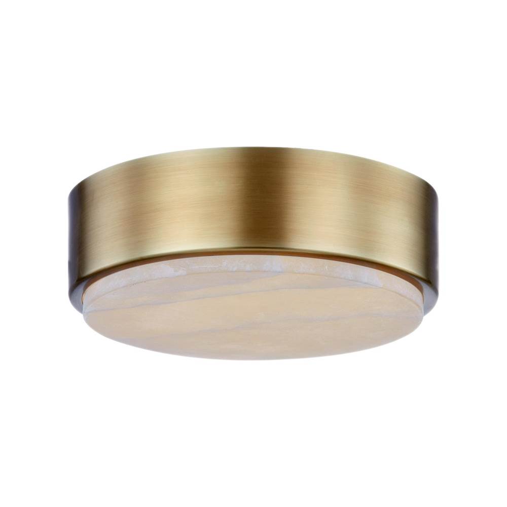 Alora Lighting Blanco 8-in Vintage Brass/Alabaster LED Flush Mount