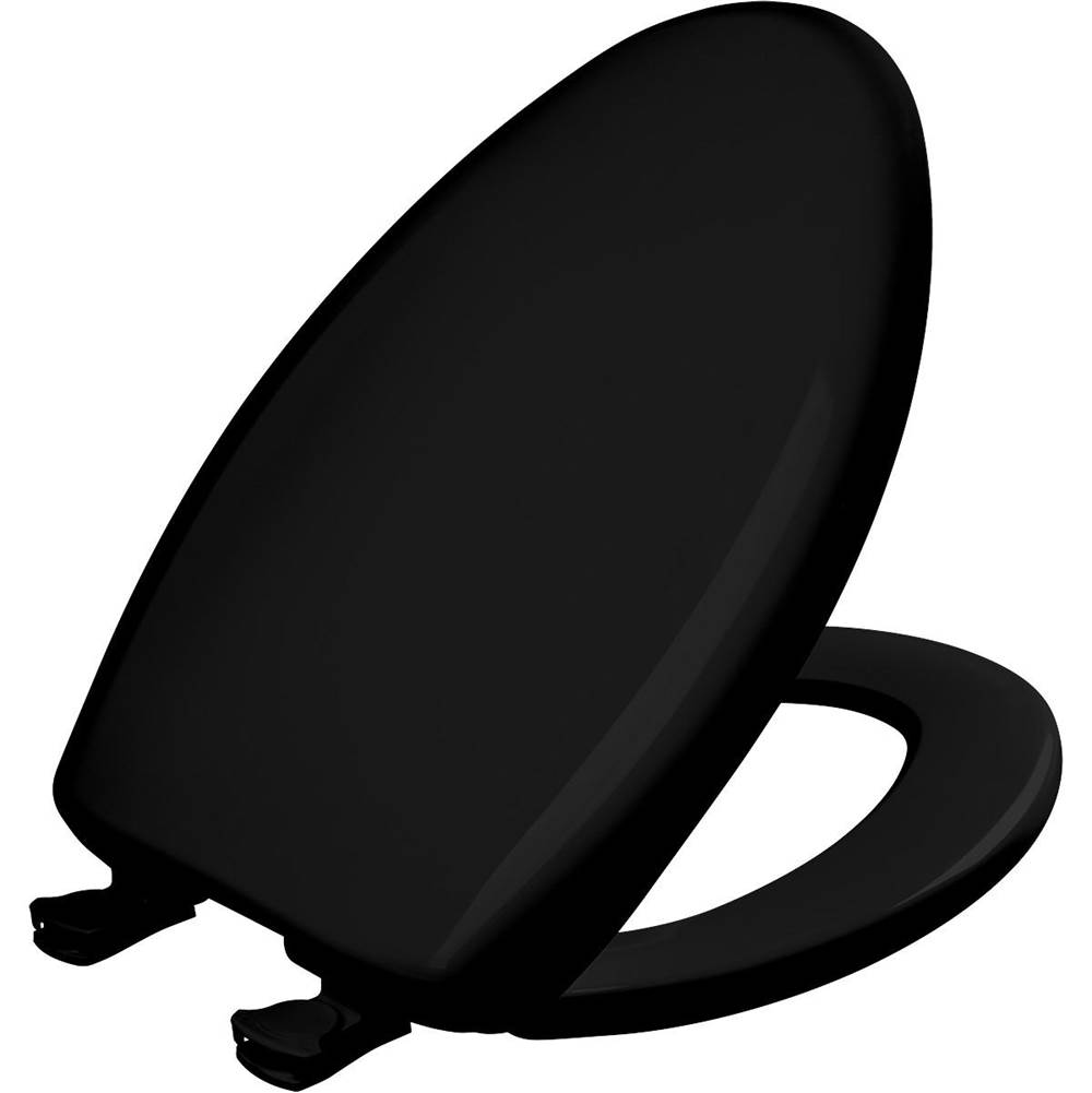 Bemis Elongated Plastic Toilet Seat with WhisperClose with EasyClean & Change Hinge and STA-TITE in Black