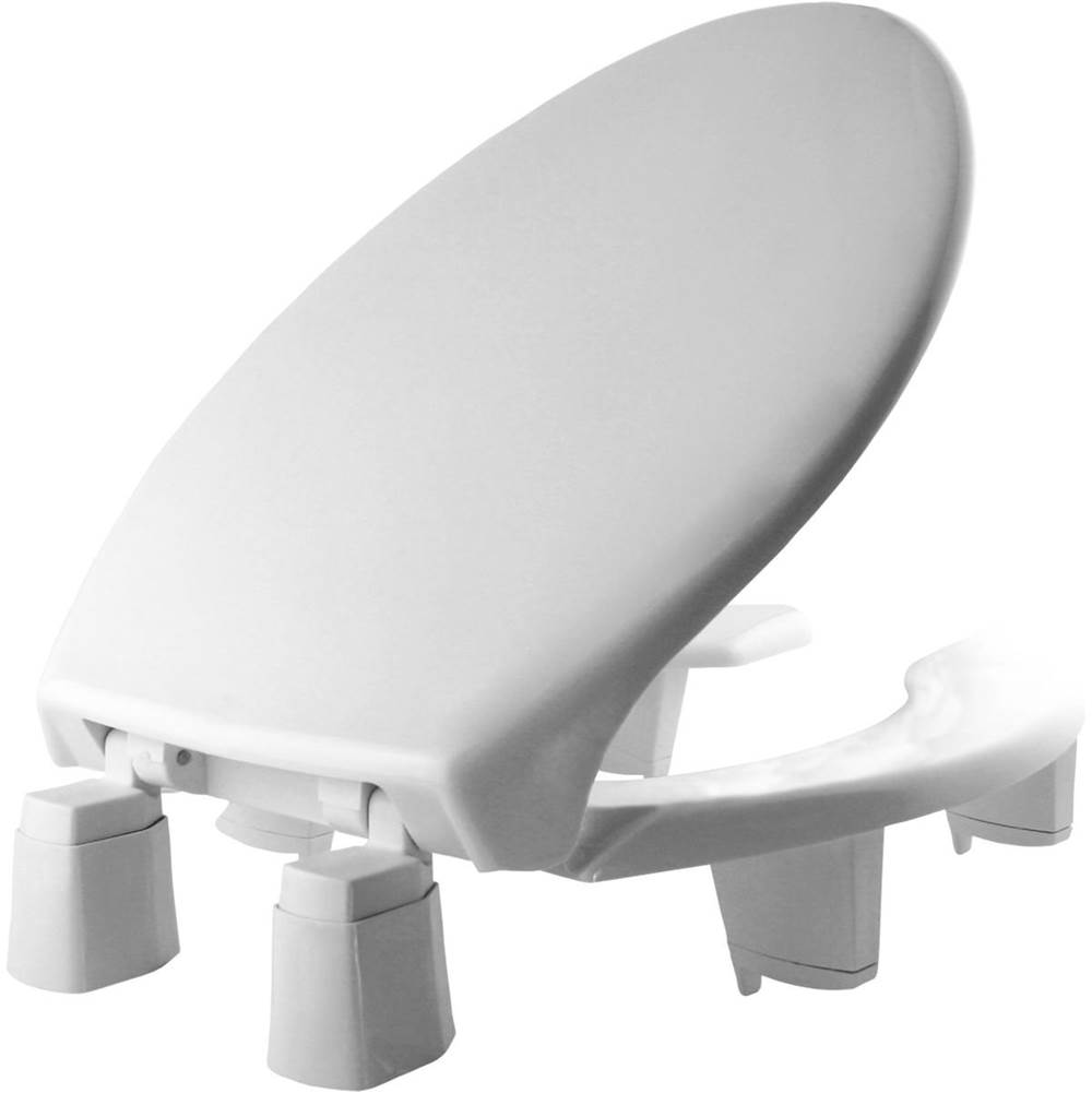 Bemis Elongated Plastic Open Front With Cover Medic-Aid Toilet Seat with STA-TITE, DuraGuard and 3-inch Lifts - White