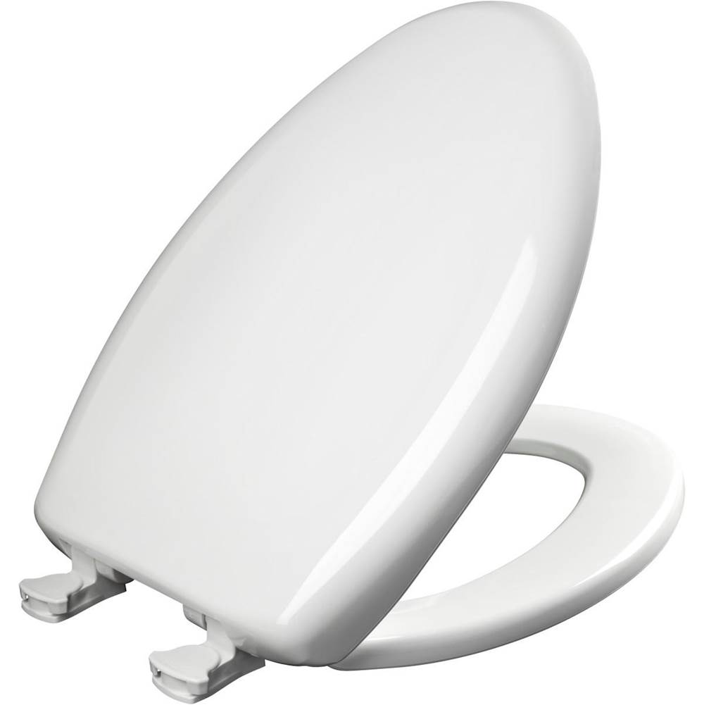 Bemis Elongated Plastic Toilet Seat with WhisperClose with EasyClean & Change Hinge and STA-TITE in Crane White