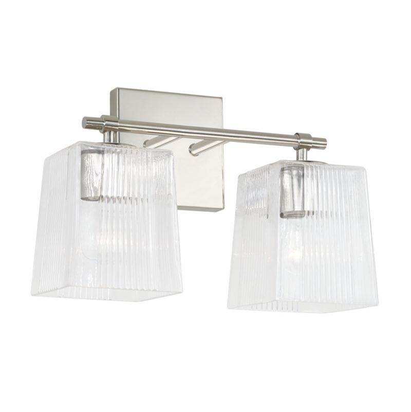 Capital Lighting Lexi 2-Light Vanity in Polished Nickel with Clear Fluted Glass