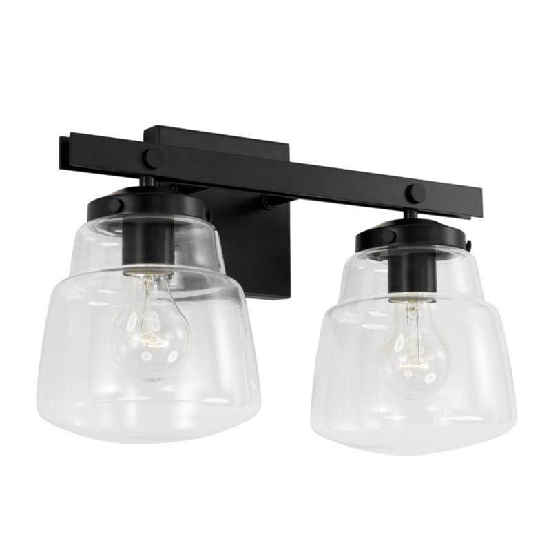 Capital Lighting Dillon 2-Light Vanity in Matte Black with Clear Glass