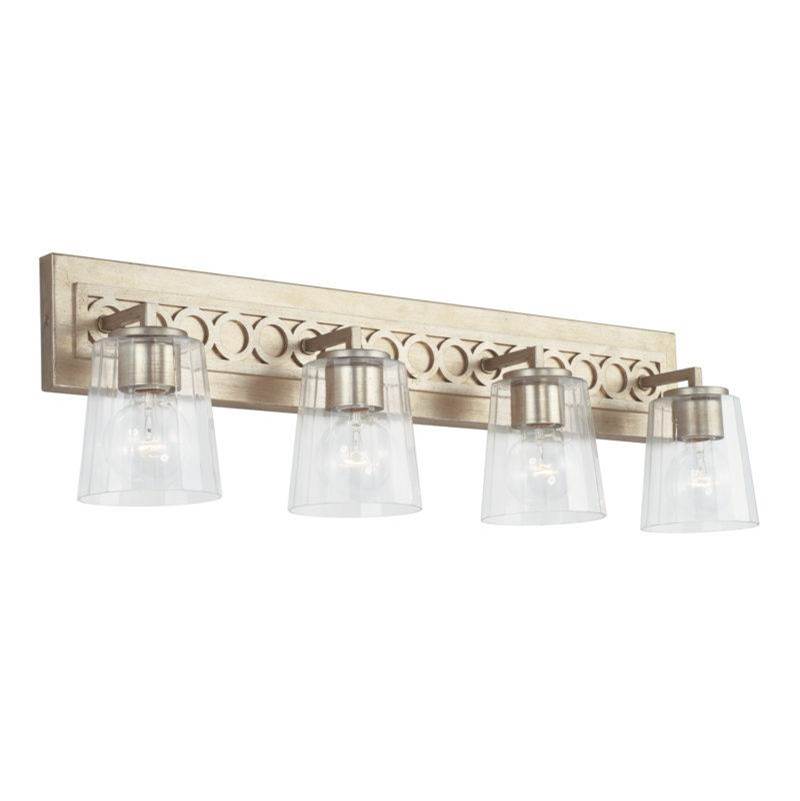 Capital Lighting Isabella 4-Light Vanity in Winter Gold with Clear Faceted Glass