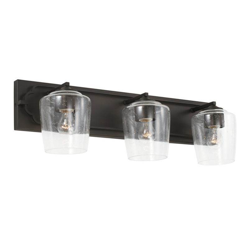 Capital Lighting Merrick 3-Light Vanity in Old Bronze with Clear Seeded Glass
