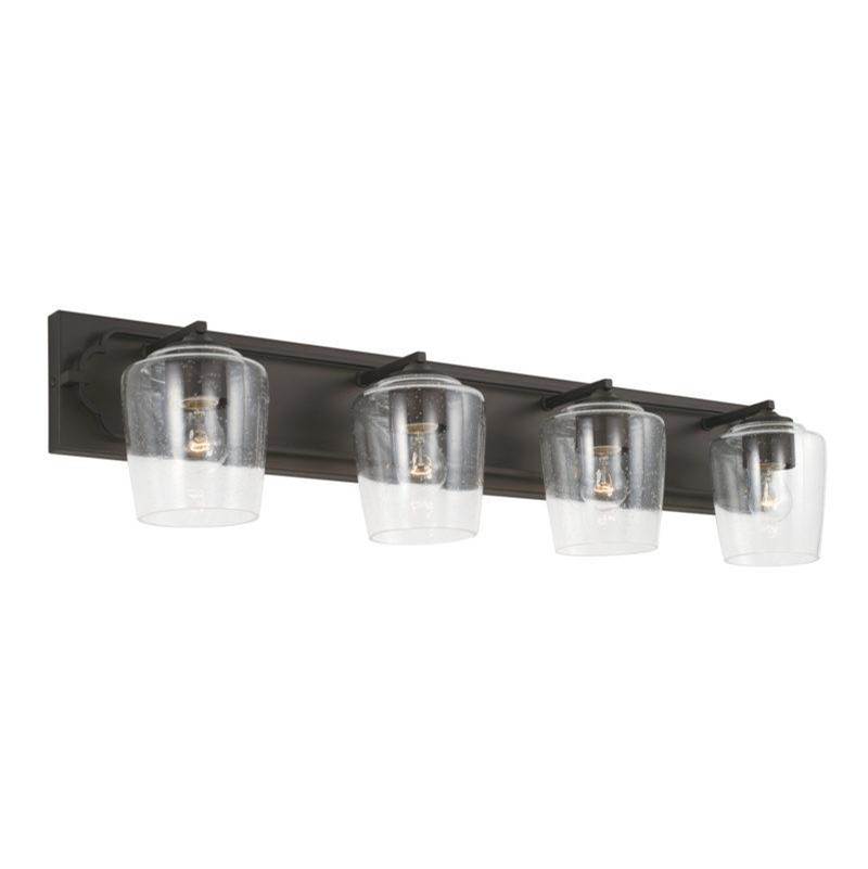 Capital Lighting Merrick 4-Light Vanity in Old Bronze with Clear Seeded Glass