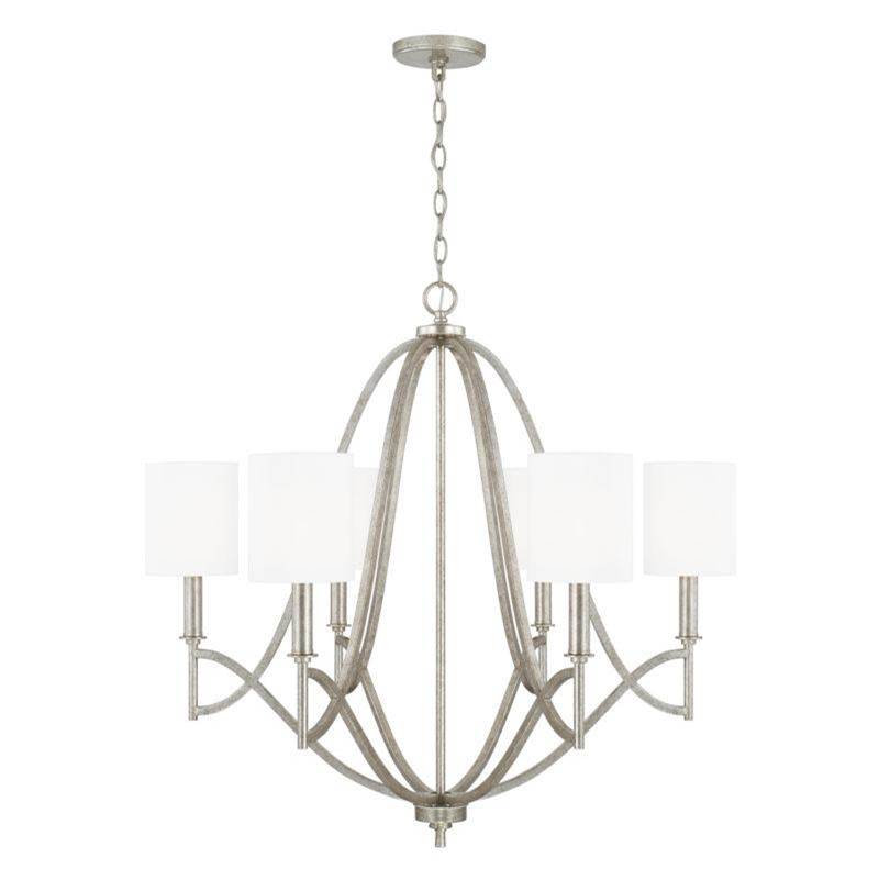 Capital Lighting 442361as 701 At, Silver Chandelier With White Shades