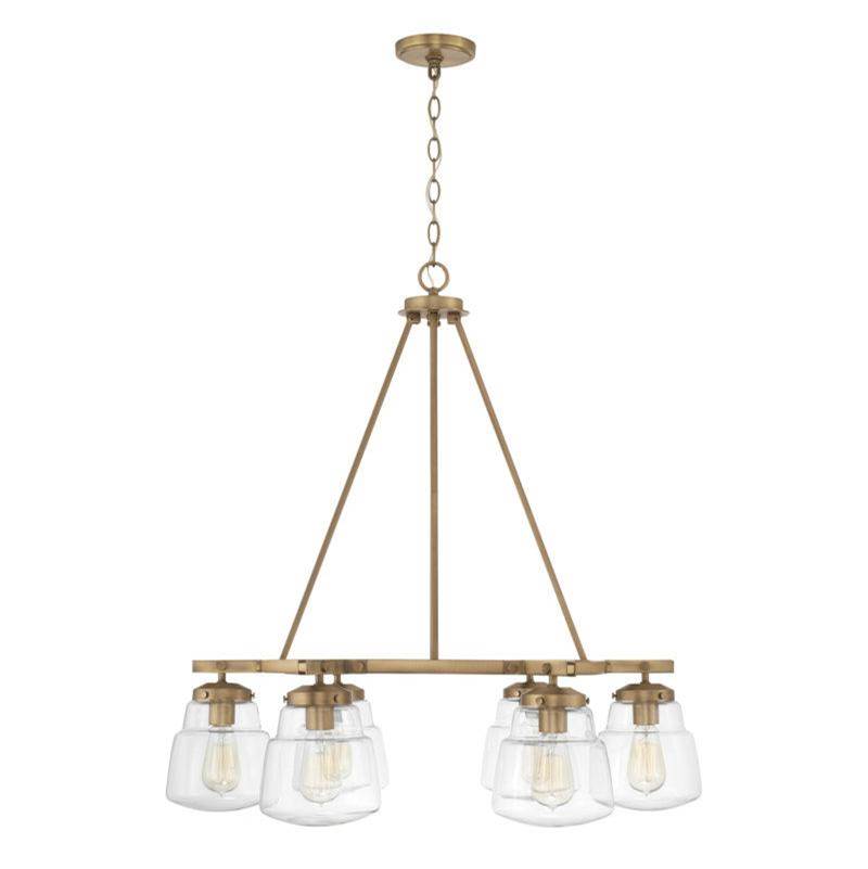 Capital Lighting Dillon 6-Light Chandelier in Aged Brass with Clear Glass