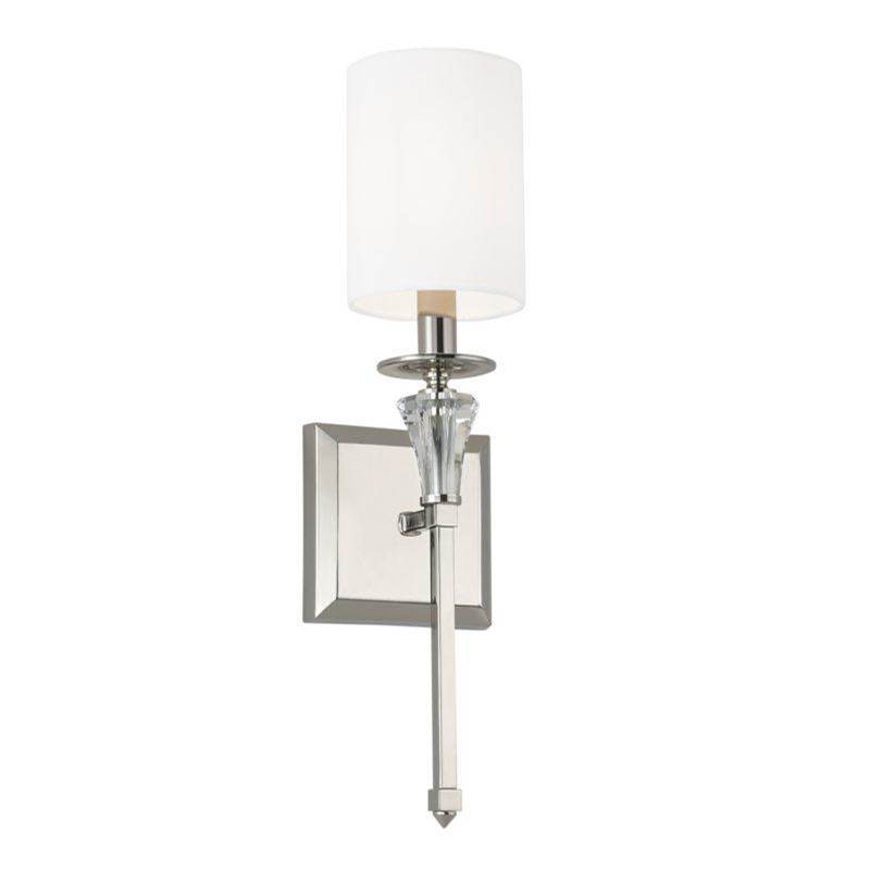 Capital Lighting Laurent 1-Light Sconce in Polished Nickel with White Fabric Stay-Straight Shade