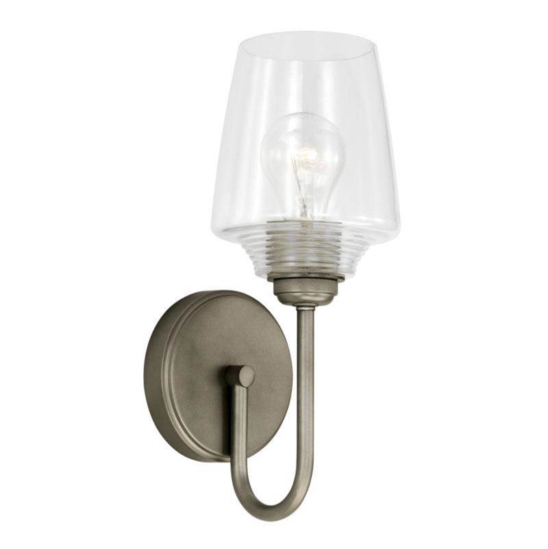 Capital Lighting Miller 1-Light Sconce in Graphite with Clear Ribbed Glass