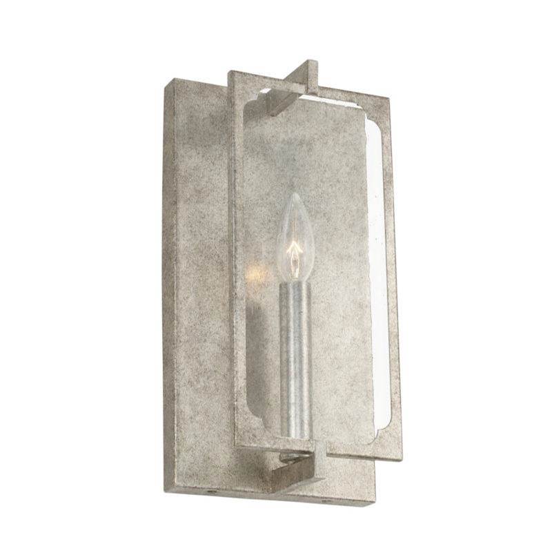 Capital Lighting Merrick 1-Light Sconce in Antique Silver with Clear Seeded Glass