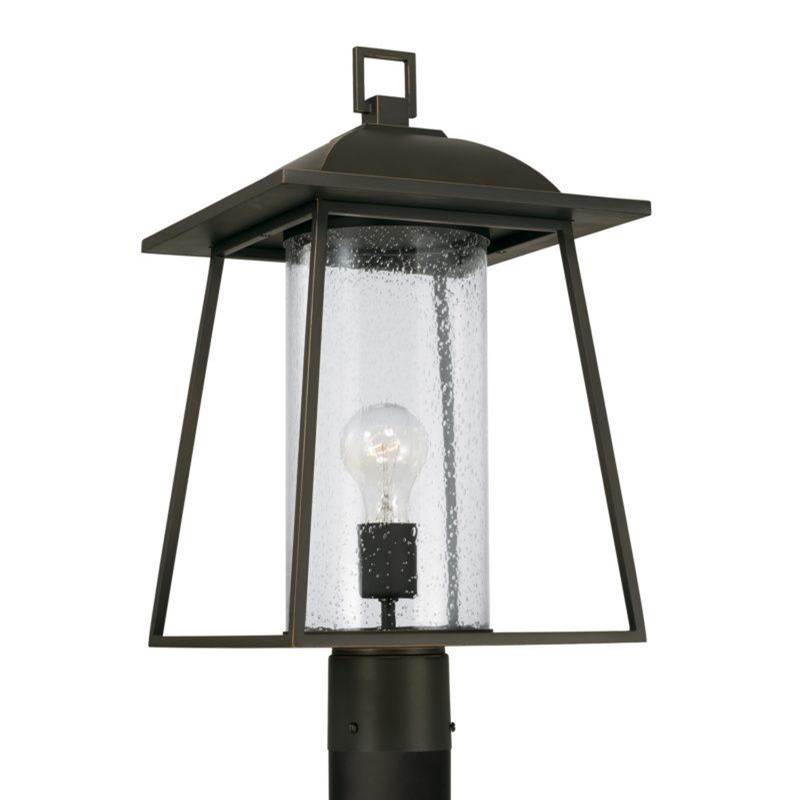 Capital Lighting Durham 1-Light Outdoor Post-Lantern in Oiled Bronze with Clear Seeded Glass