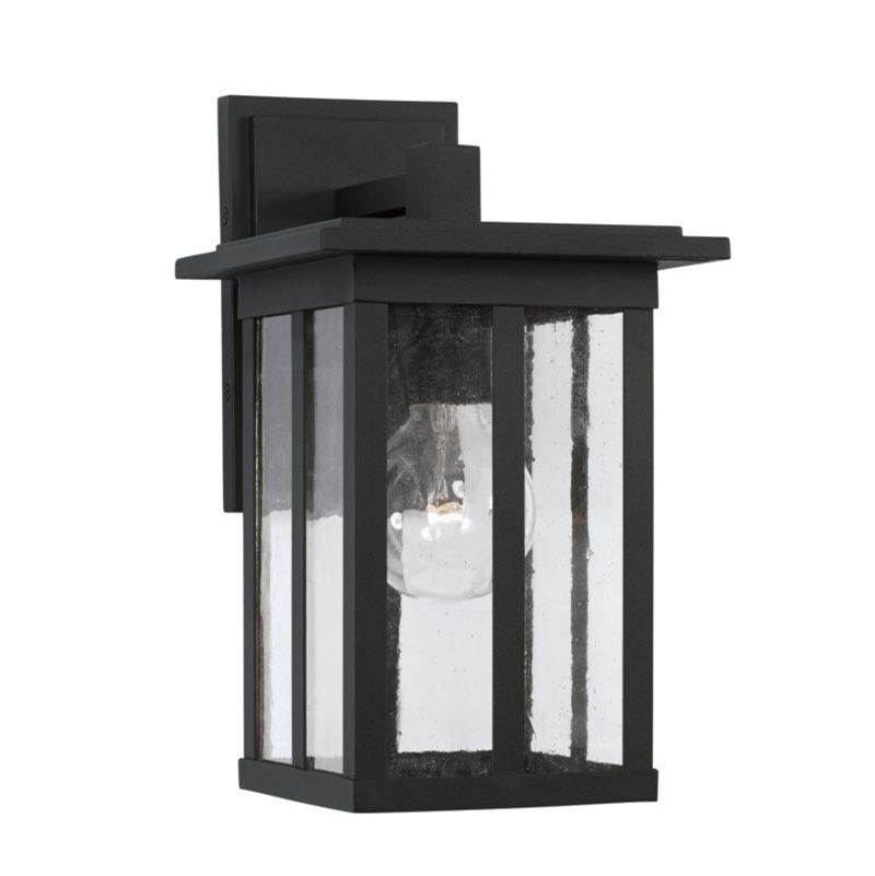 Capital Lighting Barrett 1-Light Outdoor Wall-Lantern in Black with Antiqued Glass
