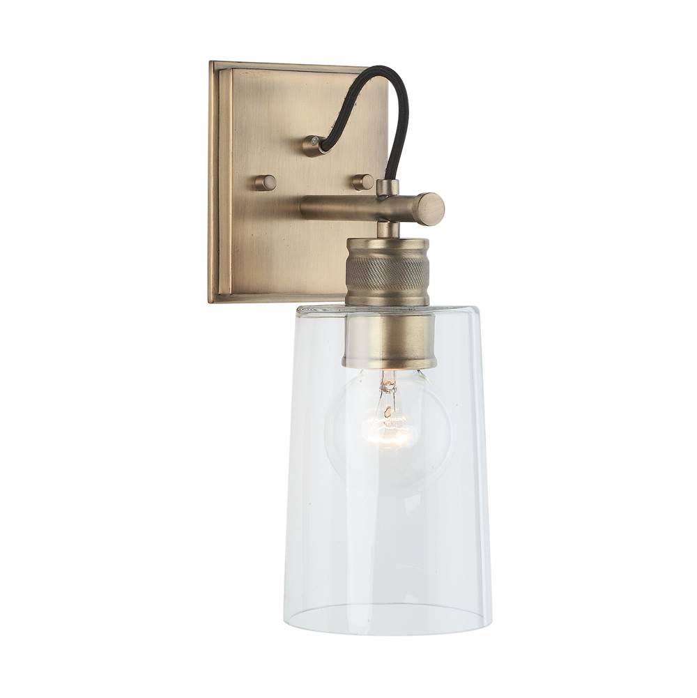 Capital Lighting 1-Light Glass Sconce with Aged Brass finish