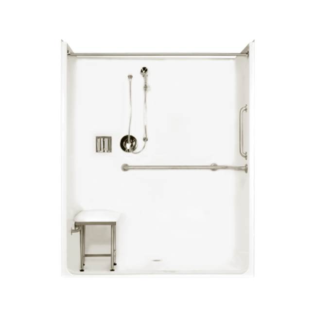 Clarion Bathware 60'' Ada-Compliant Acrylic Barrier-Free Roll-In Shower W/ 3/4'' Threshold - Center Drain