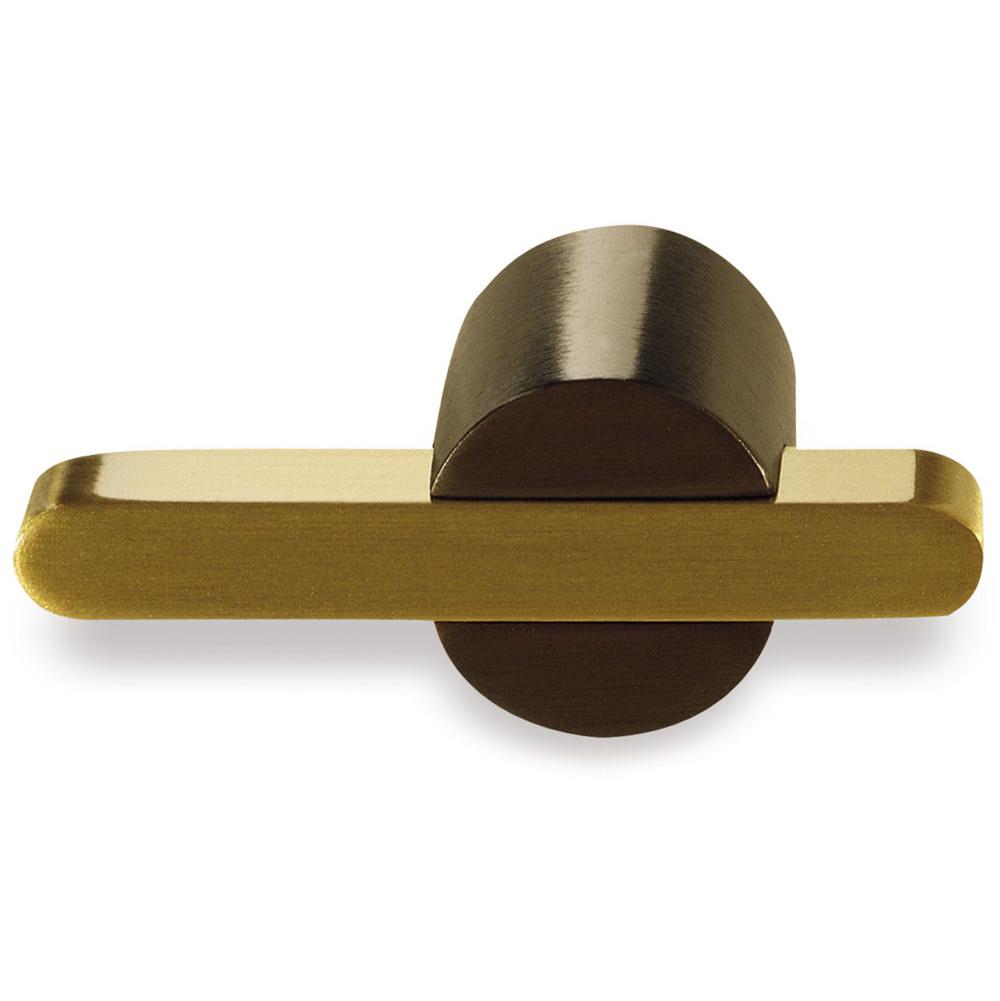 Colonial Bronze T Cabinet Knob Hand Finished in Matte Light Statuary Bronze and Polished Bronze