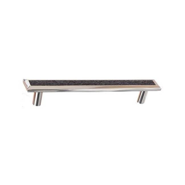 Colonial Bronze Leather Accented Rectangular, Beveled Appliance Pull, Door Pull, Shower Door Pull With Straight Posts, Matte Satin Brass x Pinseal Seal Rock Leather