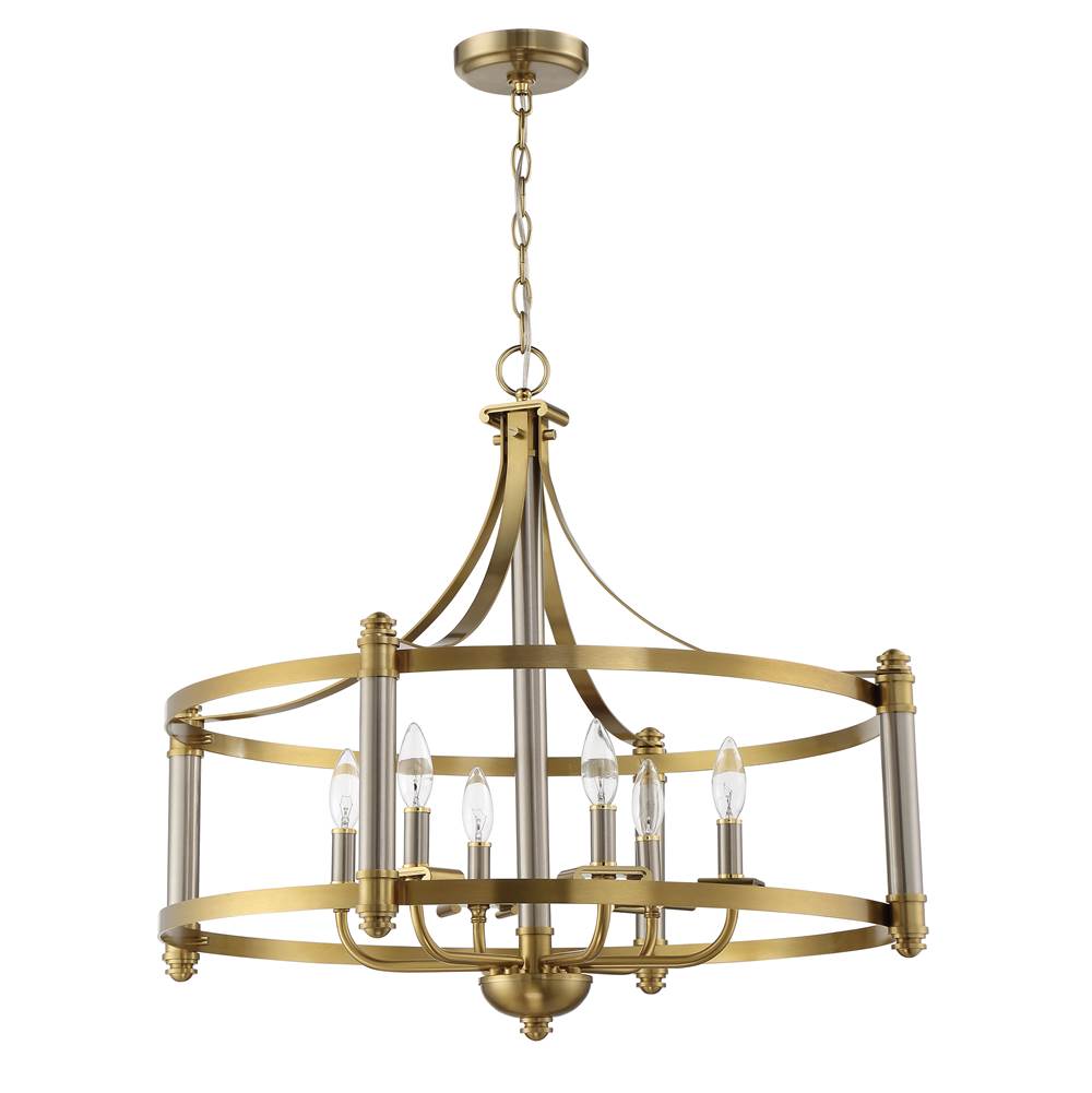 Craftmade Stanza 6 Light Pendant in Brushed Polished Nickel / Satin Brass