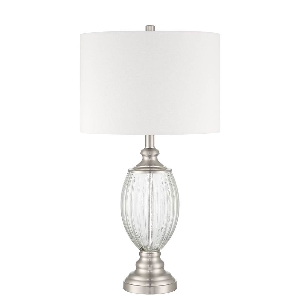 Craftmade Table Lamp 1 Light Clear Glass with Brushed Polished Nickel Base, Shade, Indoor