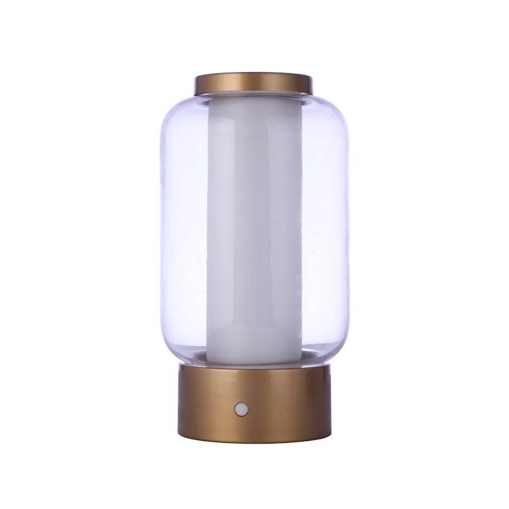 Craftmade Outdoor Rechargeable Dimmable LED Portable Lamp with Clear Glass Shade, USB Port, SB, Wet