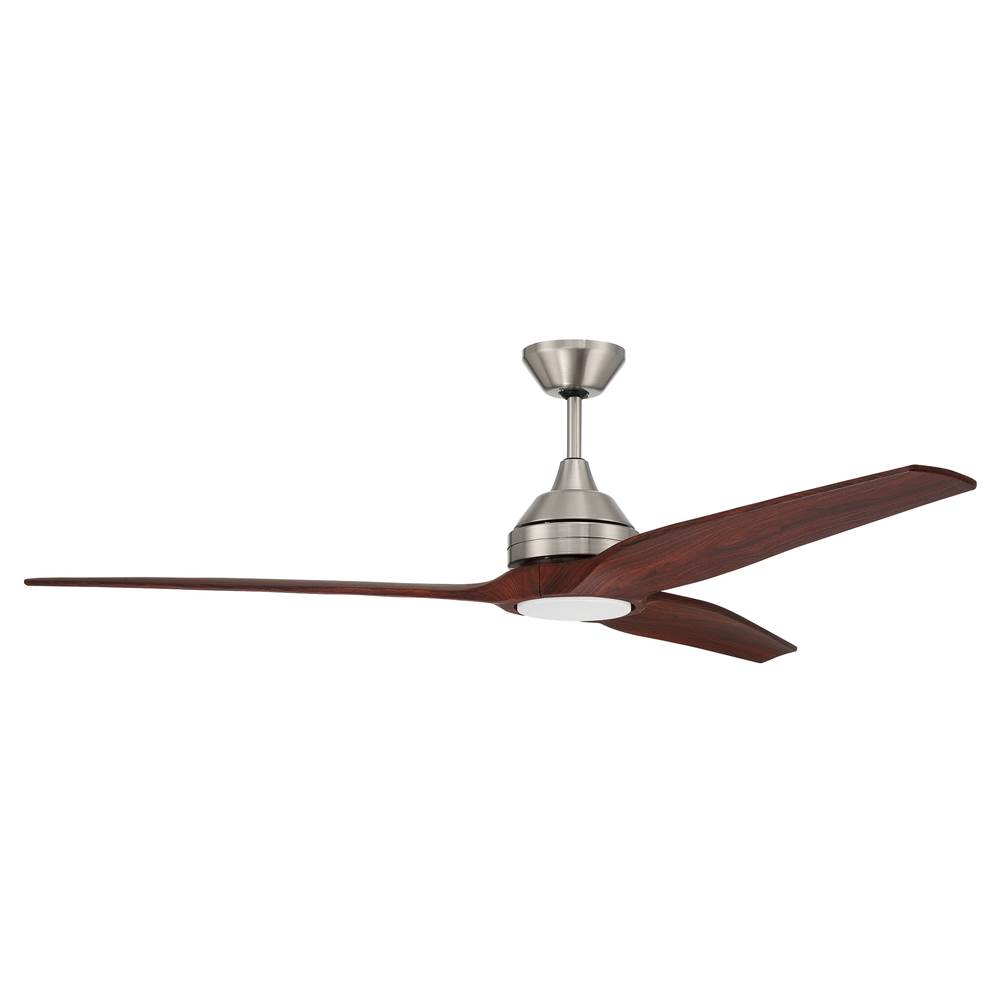 Craftmade 60'' Limerick Ceiling Fan in Brushed Polished Nickel with LED Light and Walnut Blades included