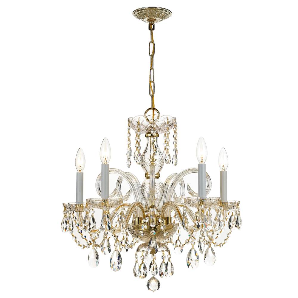Crystorama Traditional Crystal 5 Light Spectra Crystal Polished Brass Chandelier