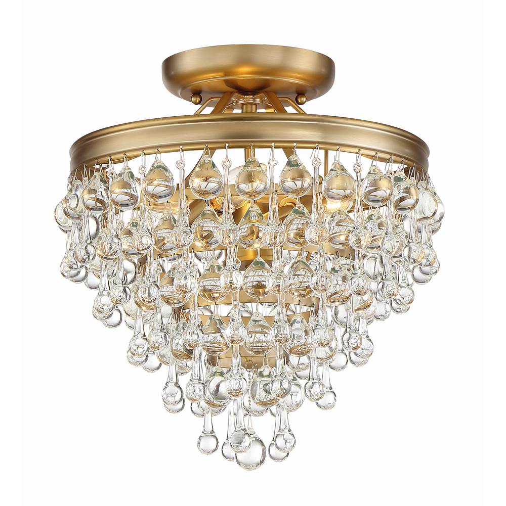 Crystorama Calypso 3 Light Crystal Teardrop Vibrant Gold Ceiling Mount