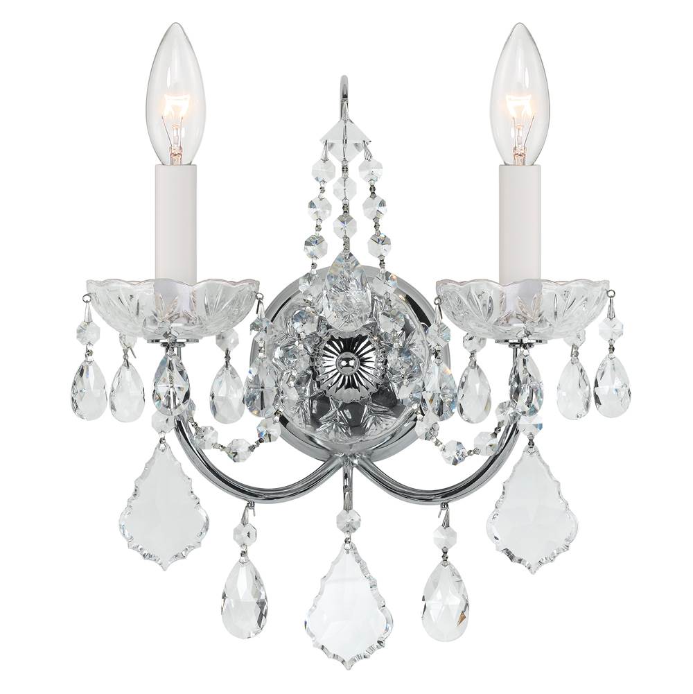 Crystorama Imperial 2 Light Hand Cut Crystal Polished Chrome Sconce