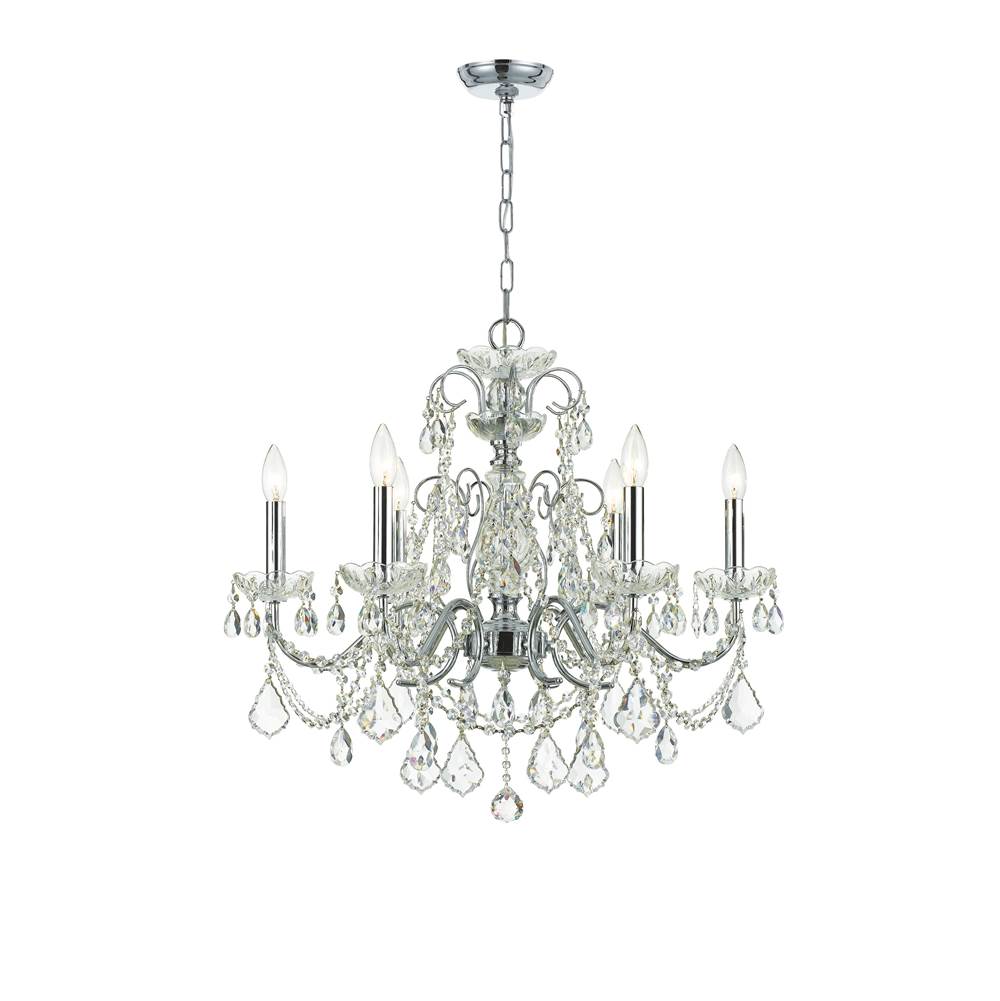 Crystorama Imperial 6 Light Clear Italian Crystal Polished Chrome Chandelier