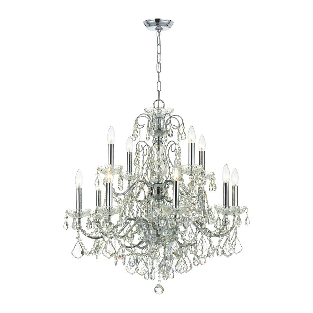 Crystorama Imperial 12 Light Clear Italian Crystal Polished Chrome Chandelier