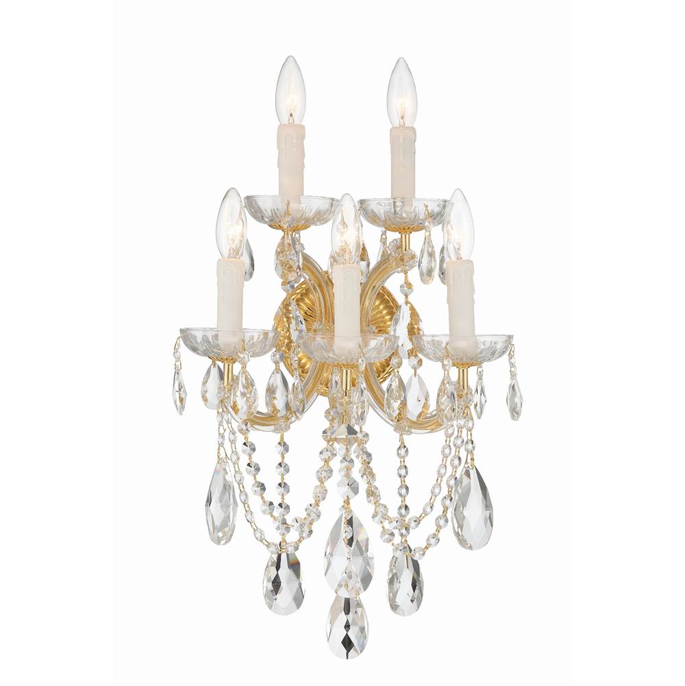 Crystorama Maria Theresa 5 Light Spectra Crystal Gold Sconce