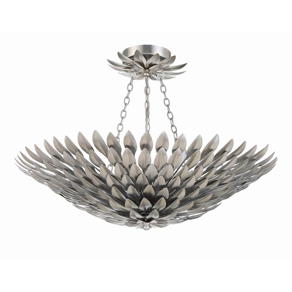 Crystorama Broche 6 Light Antique Silver Ceiling Mount