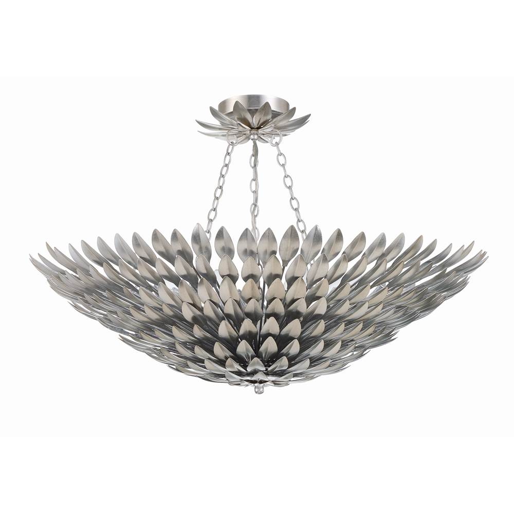 Crystorama Broche 8 Light Antique Silver Ceiling Mount