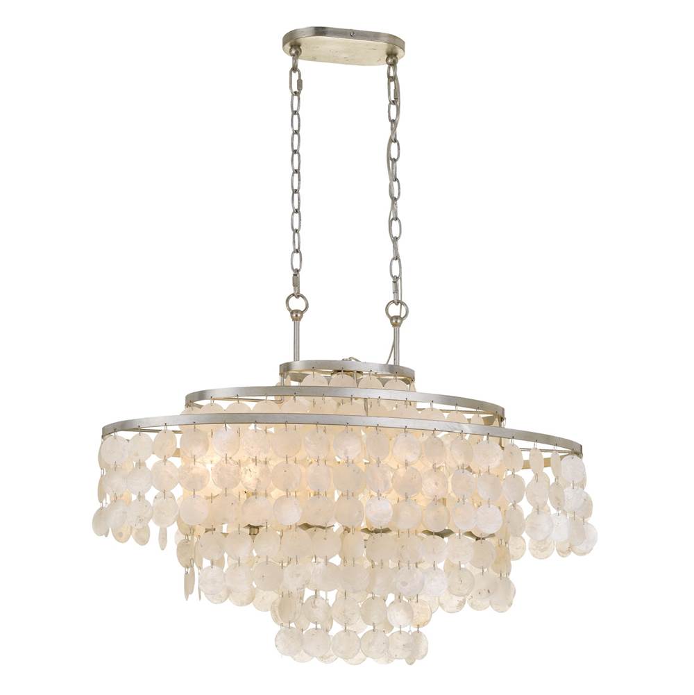 Crystorama Brielle 6 Light Antique Silver Linear Chandelier