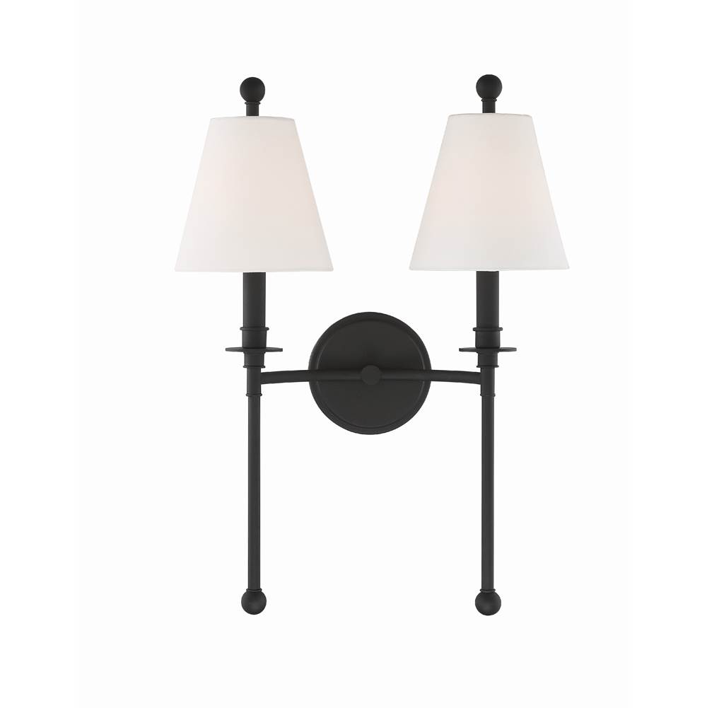 Crystorama Riverdale 2 Light Black Forged Wall Mount